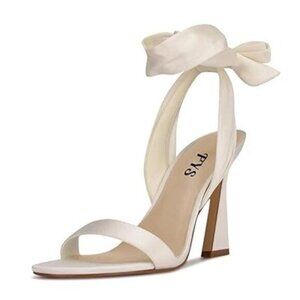 FYS Women Sexy Open Toe Spool High Heel Satin Lace up Ankle Strap Sandals